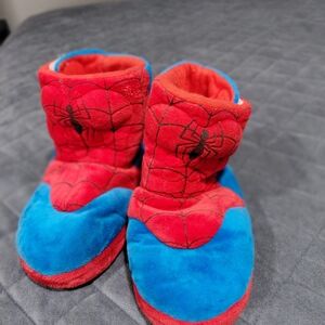 Spider-Man Inspired Kids Plush Slippers - Red & Blue